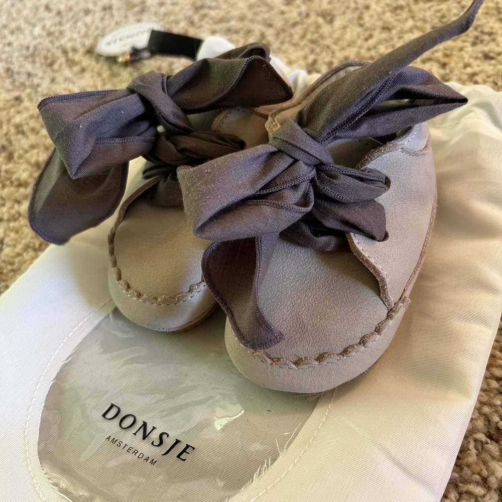 Donsje Gray Moccasins with Suede Texture